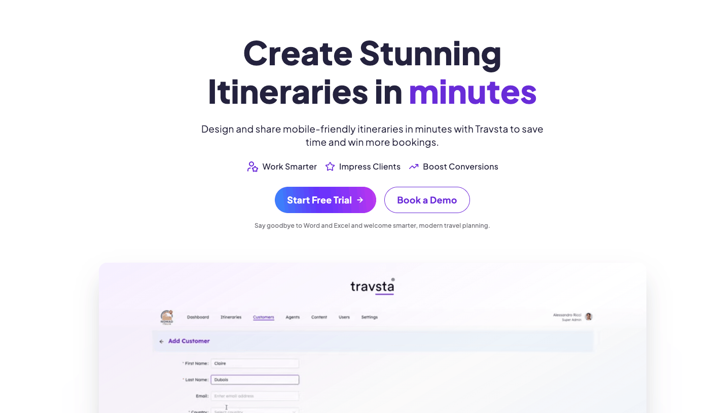 Travsta product dashboard
